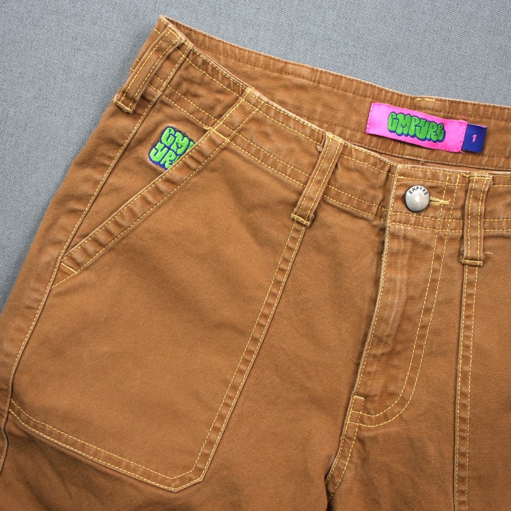 Empyre Canvas Brown Cargo Pants Women's 1 Pocket Utility Trousers Khaki Workwear
